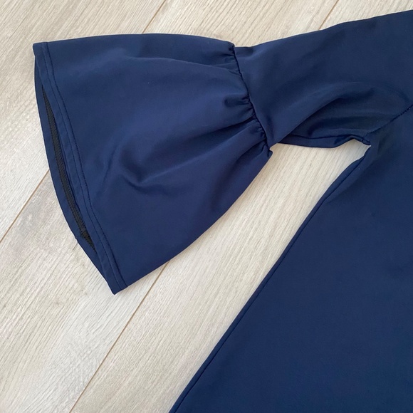 Navy Blue 3/4 Bell Sleeve Top - Picture 3 of 11